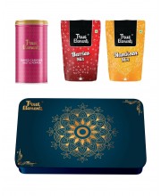 True Elements Luxurious Celebrations Gift Hamper (300gm) (Royal Blue Metal Box)